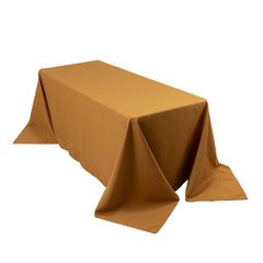 Premium Polyester 90"x132" Rectangle Tablecloth Gold - Seamless 220GSM Stain-Resistant Design for Luxurious Events