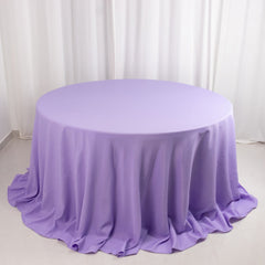 Premium Polyester 132" Round Tablecloth Lavender Lilac - Seamless 220GSM Wrinkle-Resistant Table Cover