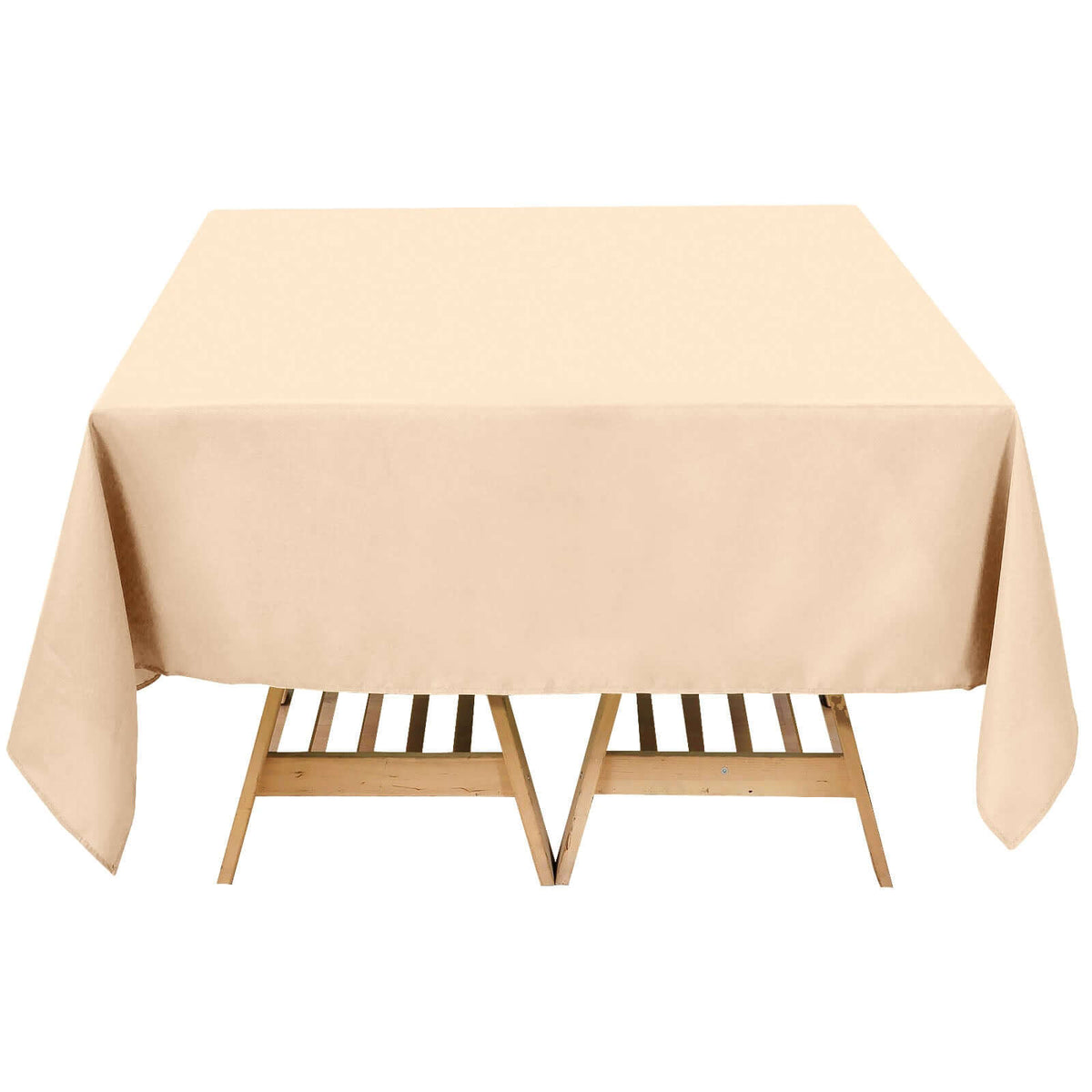 Premium Polyester Square Tablecloth 70"x70" Beige 220GSM Wrinkle-Resistant Table Cover