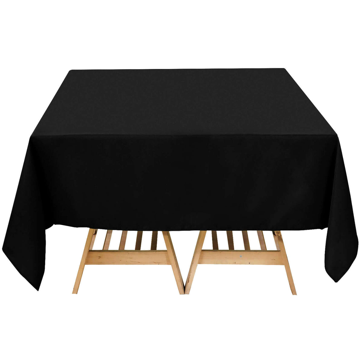 Premium Polyester Square Tablecloth 70"x70" Black 220GSM Wrinkle-Resistant Table Cover