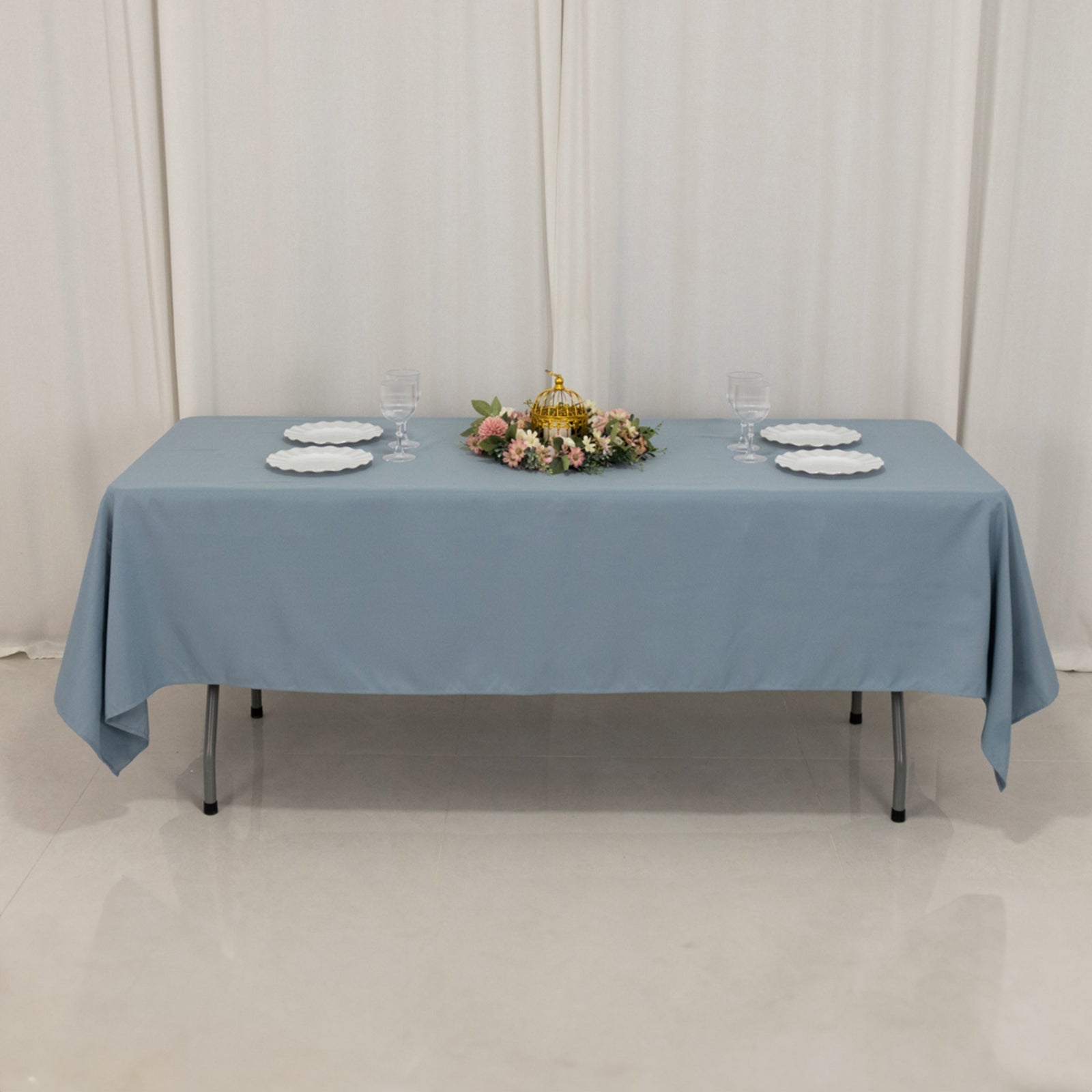 Premium Polyester 60"x102" Rectangle Tablecloth Dusty Blue - Durable 220GSM Wrinkle-Resistant Table Cover