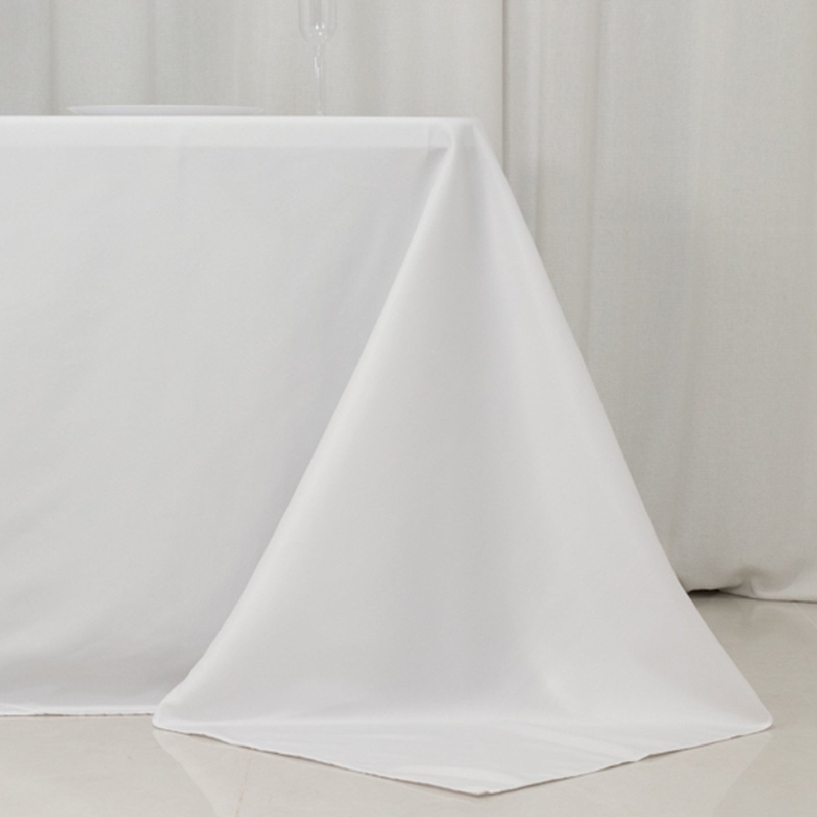 Fire Retardant Premium Polyester 90"x132" Rectangular Tablecloth White - Stylish High-Performance Seamless Table Cover for Large Gatherings