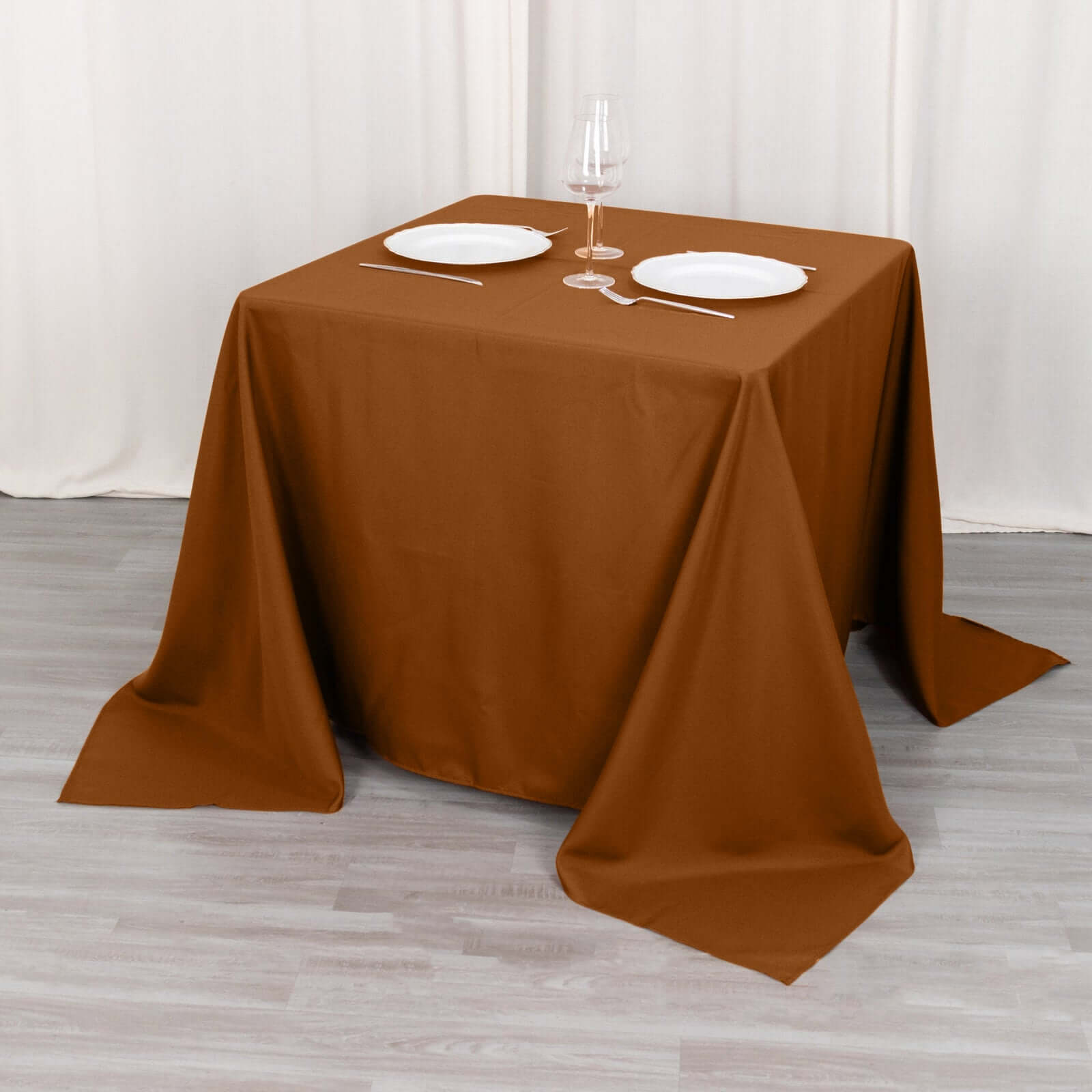 Polyester Square 90"x90" Tablecloth Cinnamon Brown - Wrinkle-Resistant & Durable Table Cover