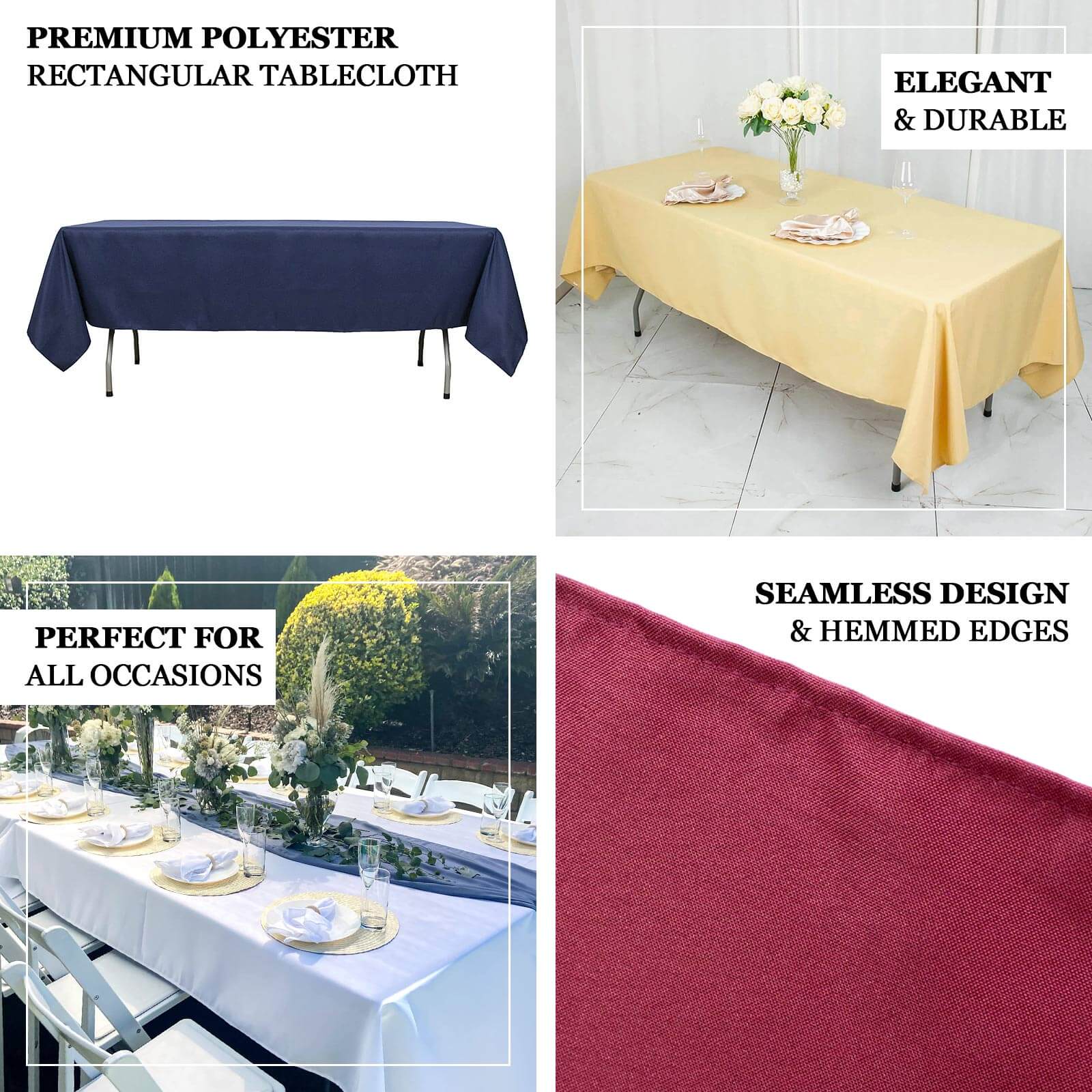 Premium Polyester 60"x102" Rectangle Tablecloth Hunter Emerald Green - Durable 220GSM Wrinkle-Resistant Table Cover