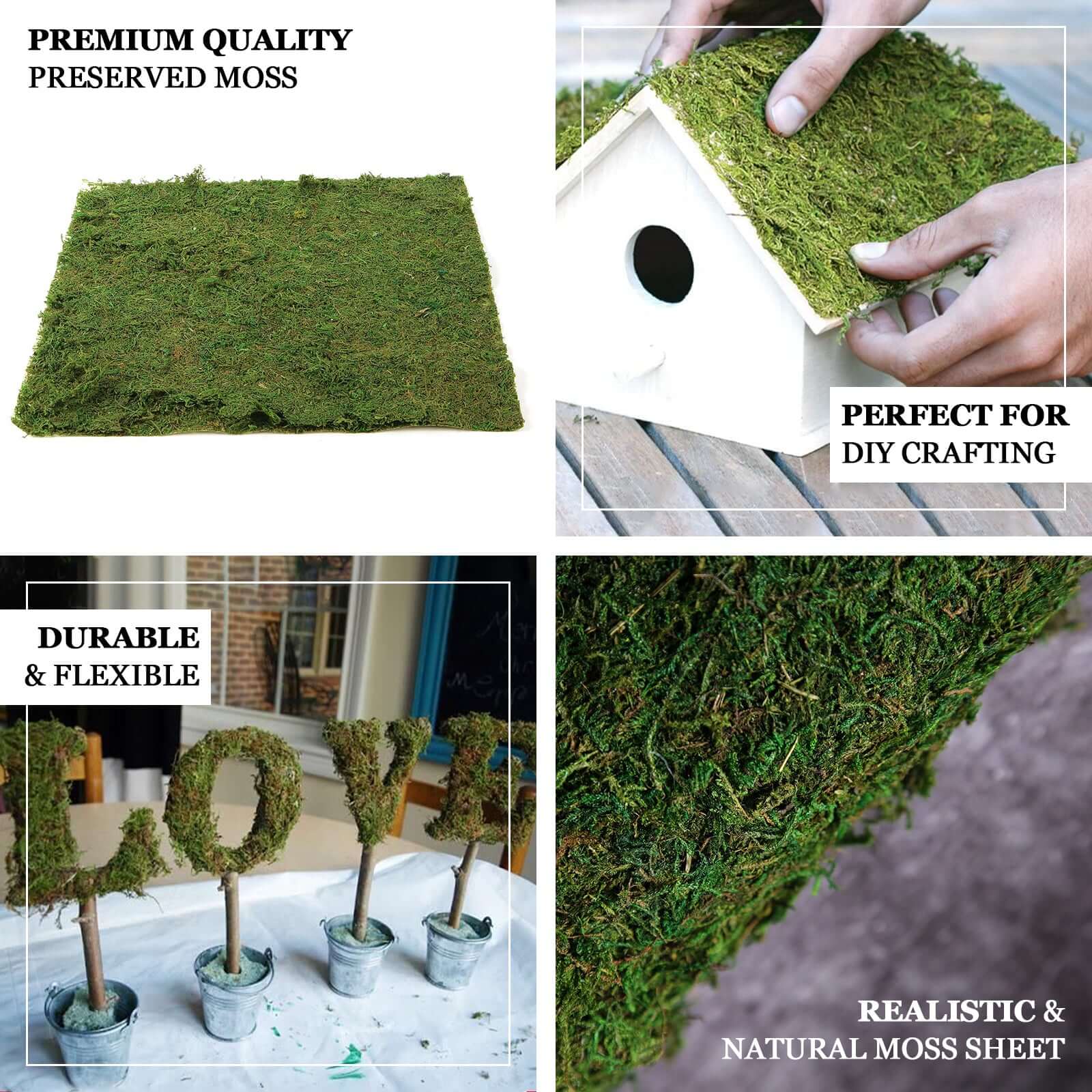 18"x16" Preserved Natural Moss Wall Sheet Roll, Moss Landscape Panel