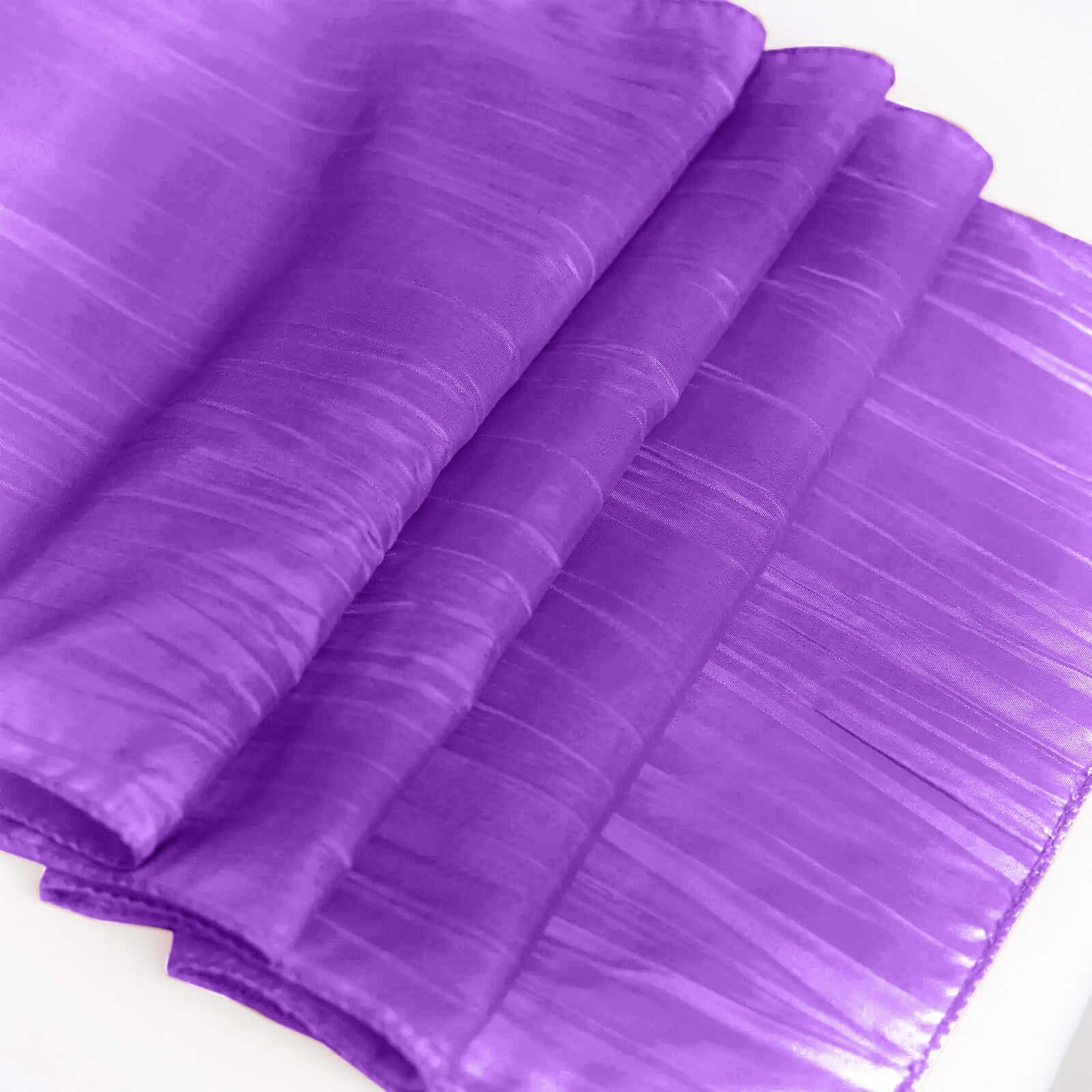 Taffeta 12"x108" Table Runner Purple - Accordion Crinkle Design