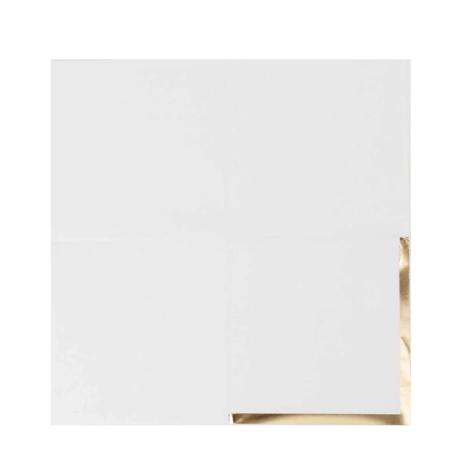 50-Pack Paper Beverage Napkins White with Gold Foil Edge - 2 Ply Disposable Soft 18GSM Cocktail Napkins for Events 5"x5"