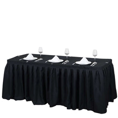 Polyester 14ft Table Skirt Black - Classic Pleated Design