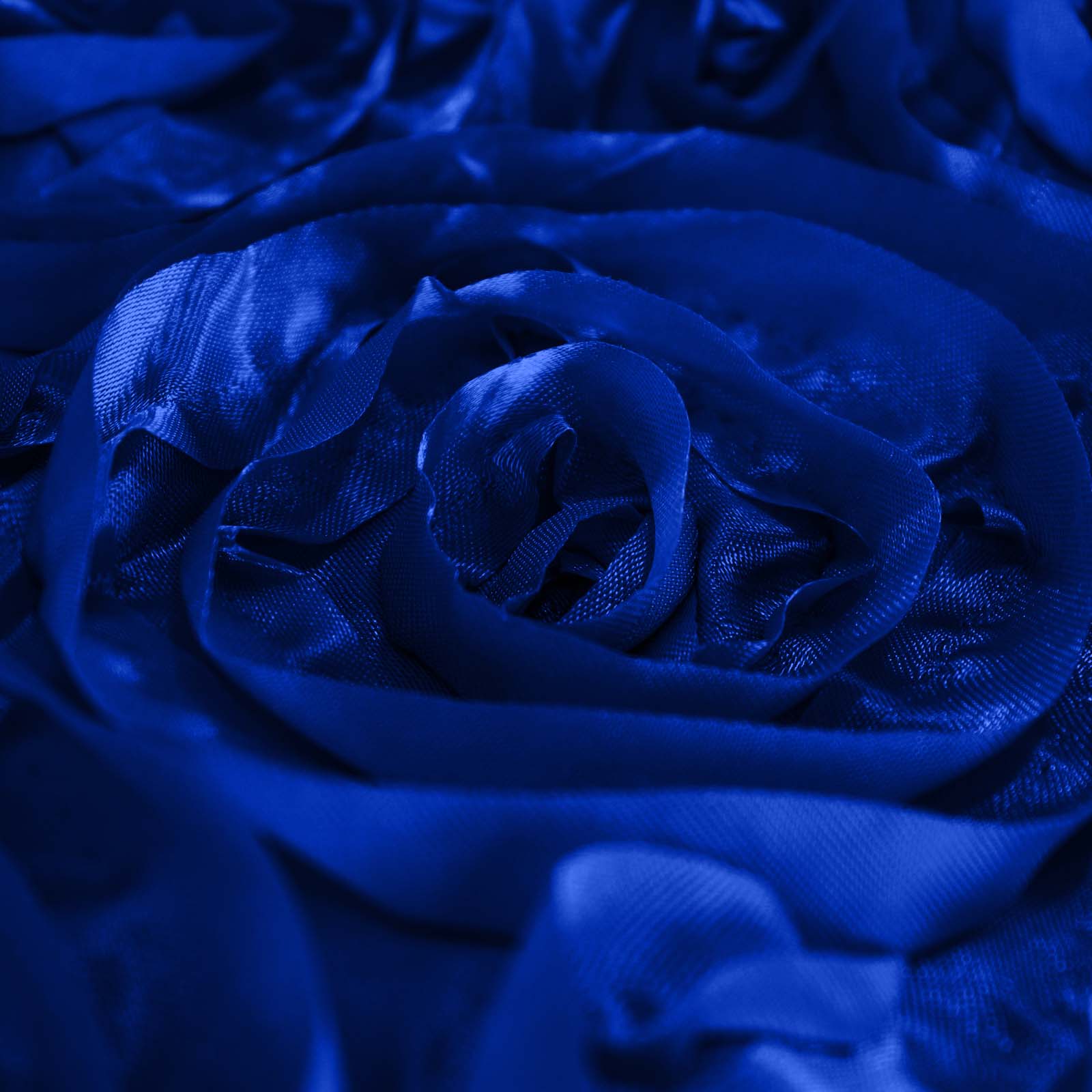 Satin 90"x156" Rectangle Tablecloth Royal Blue - Grandiose 3D Rosette Table Cover with Seamless Finish