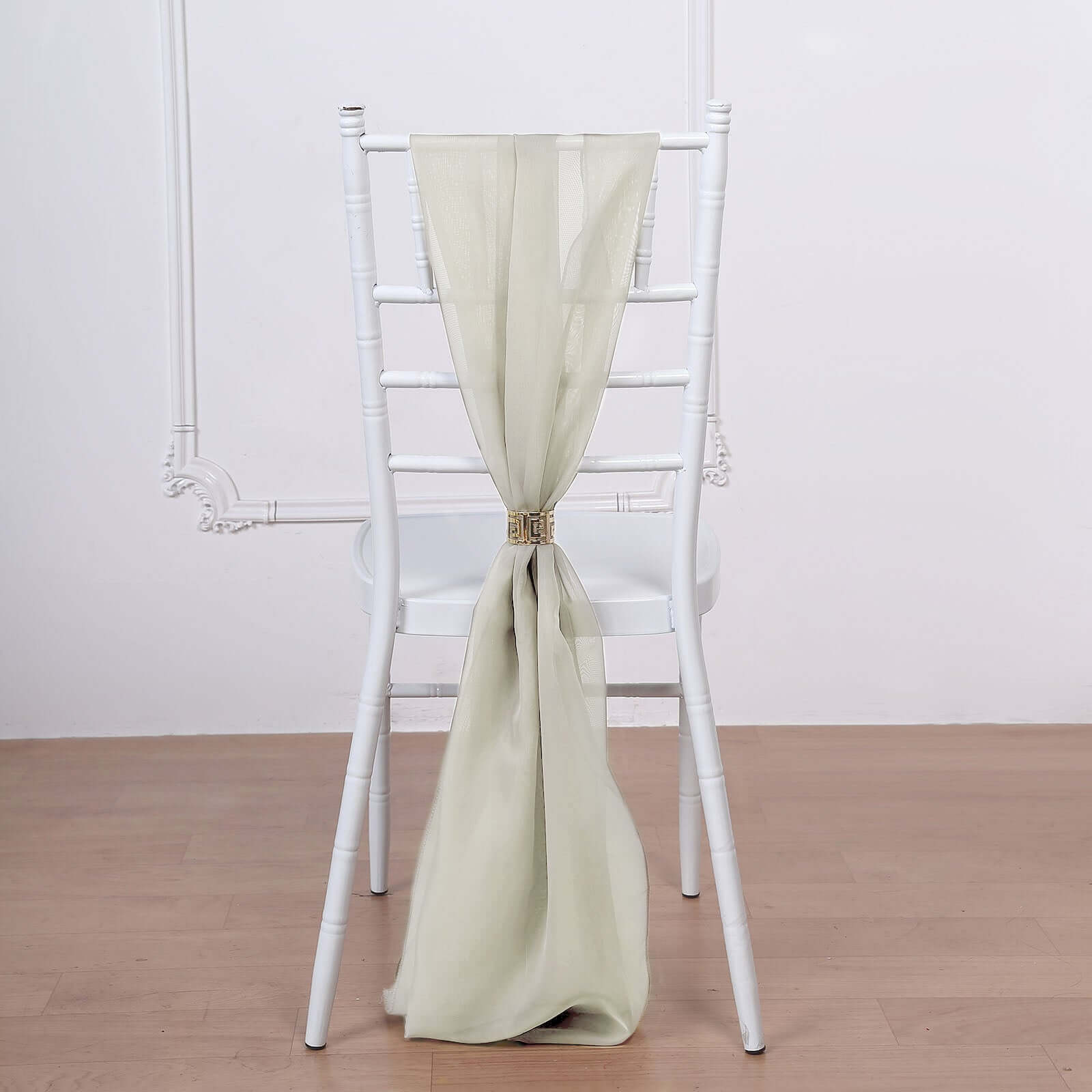 5 Pack Chiffon Chair Sashes Beige - Soft & Lightweight Designer Chair Bows 22"x78"