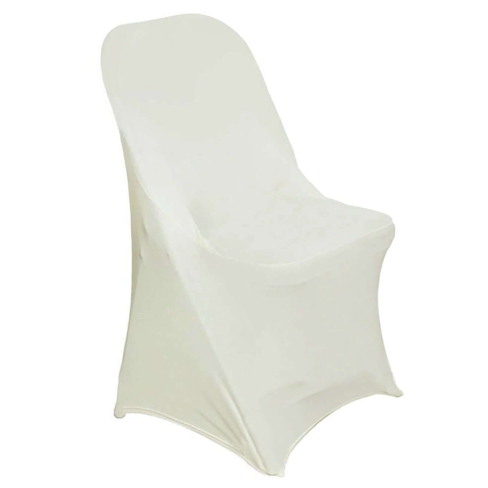 10 Pack Stretch Spandex Chair Covers Ivory for Folding Chairs - Durable 160GSM Fitted Slipcovers