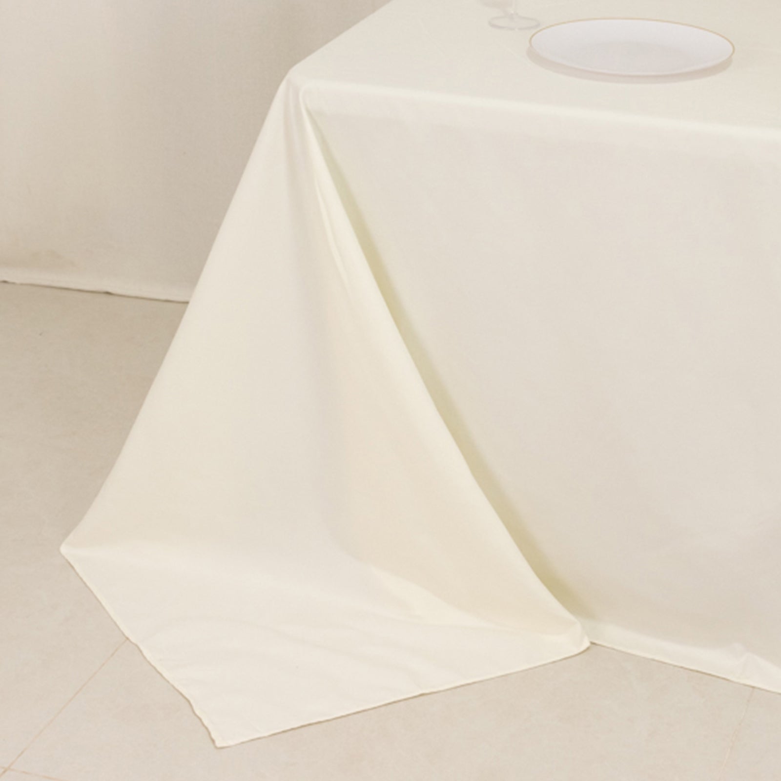 Cotton Blend 90"x132" Rectangle Tablecloth Ivory - Seamless Wrinkle-Resistant Table Cover