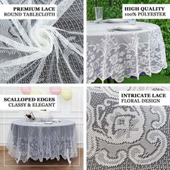 Lace 90" Round Tablecloth White - Premium Design for Versatile Table Decor