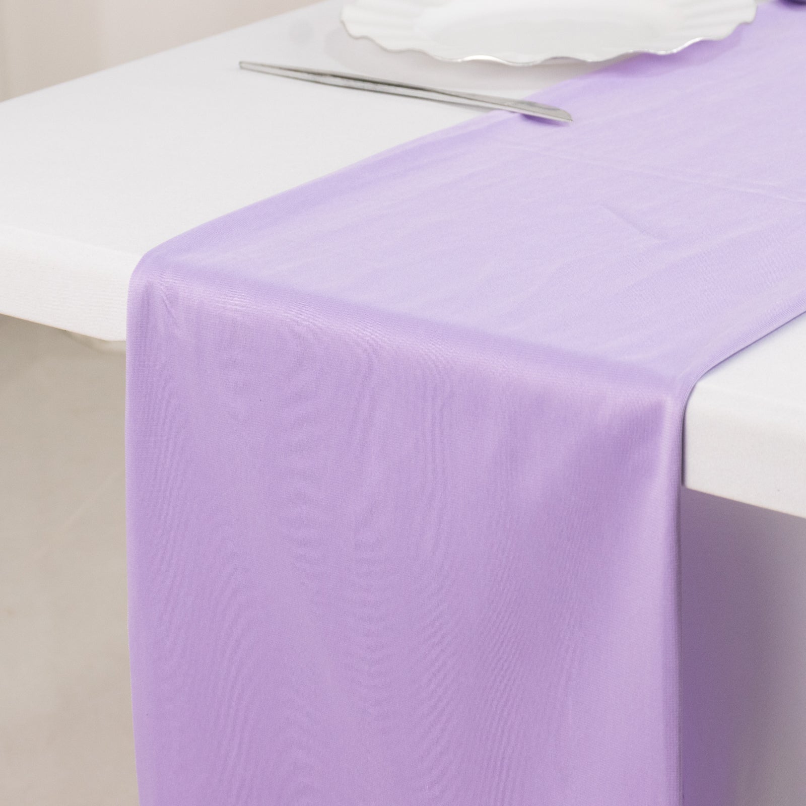 Scuba Polyester 12"x108" Table Runner Lavender Lilac - Wrinkle-Free Table Linen