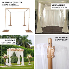 10ft 4-Post Gold Metal DIY Photography Backdrop Stand, Wedding Arch Canopy Tent