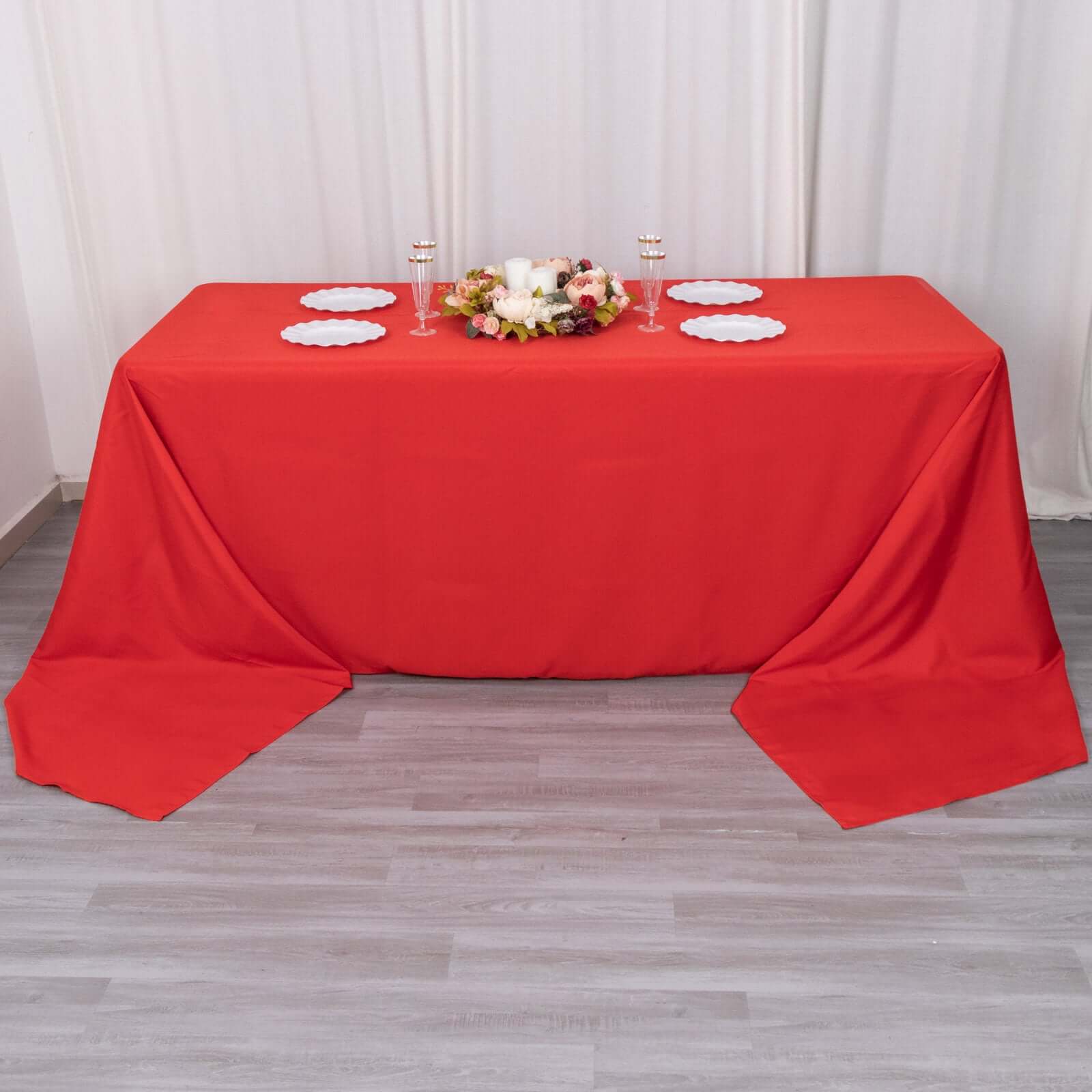 Premium Polyester 90"x156" Rectangle Tablecloth Red - Seamless 220GSM Stain-Resistant Table Cover
