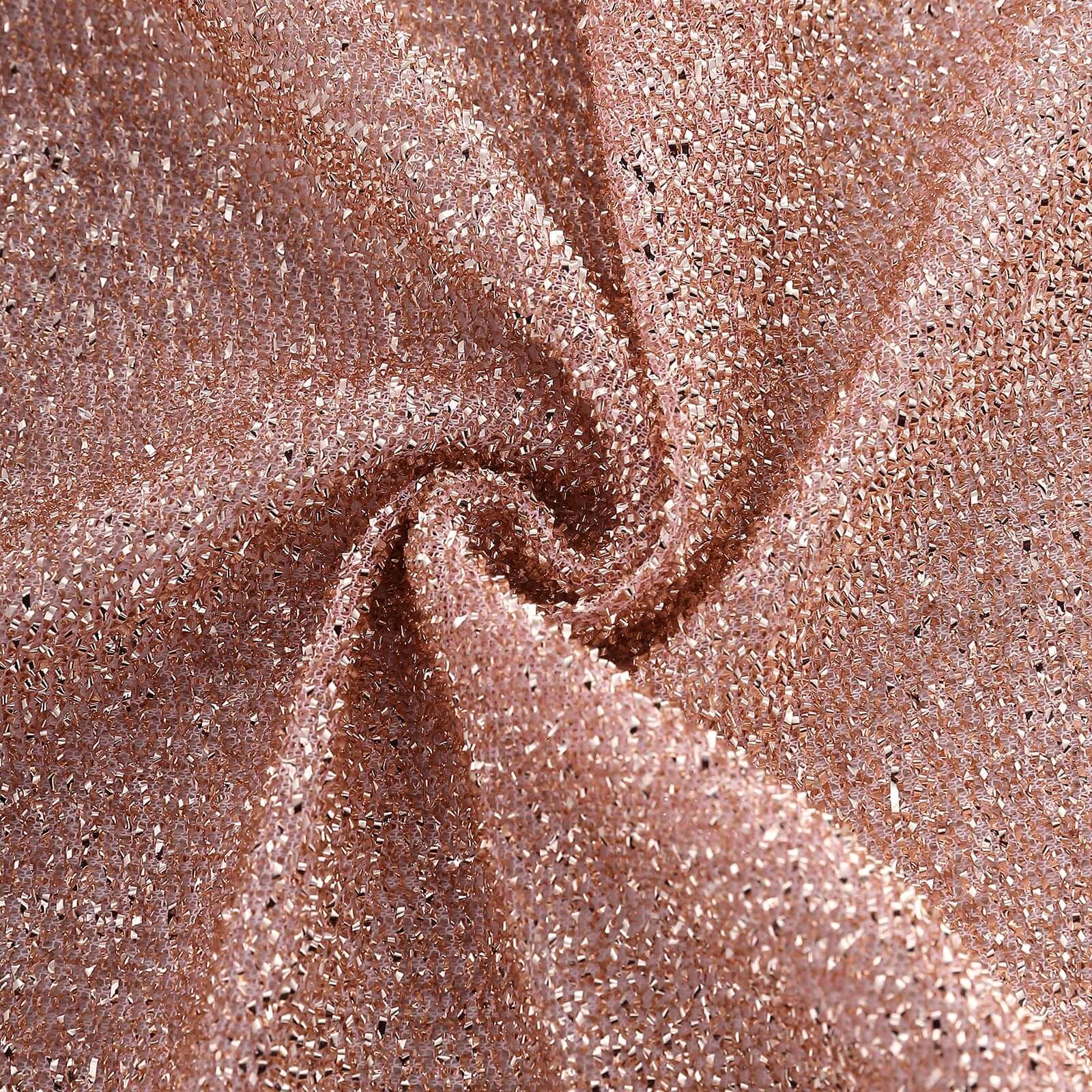 Stretch Spandex Chair Back Slipcover with Metallic Shimmer Tinsel Rose Gold - Durable Chiavari Chair Back Cover