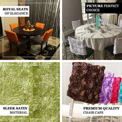 Satin 16" Chair Caps with Rosette Design for Chiavari Chairs Silver - Exquisite Chair Back Cover for Weddings & Parties
