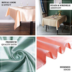 Satin Rectangular 60"x126" Tablecloth Nude - Smooth and Lustrous Table Cover