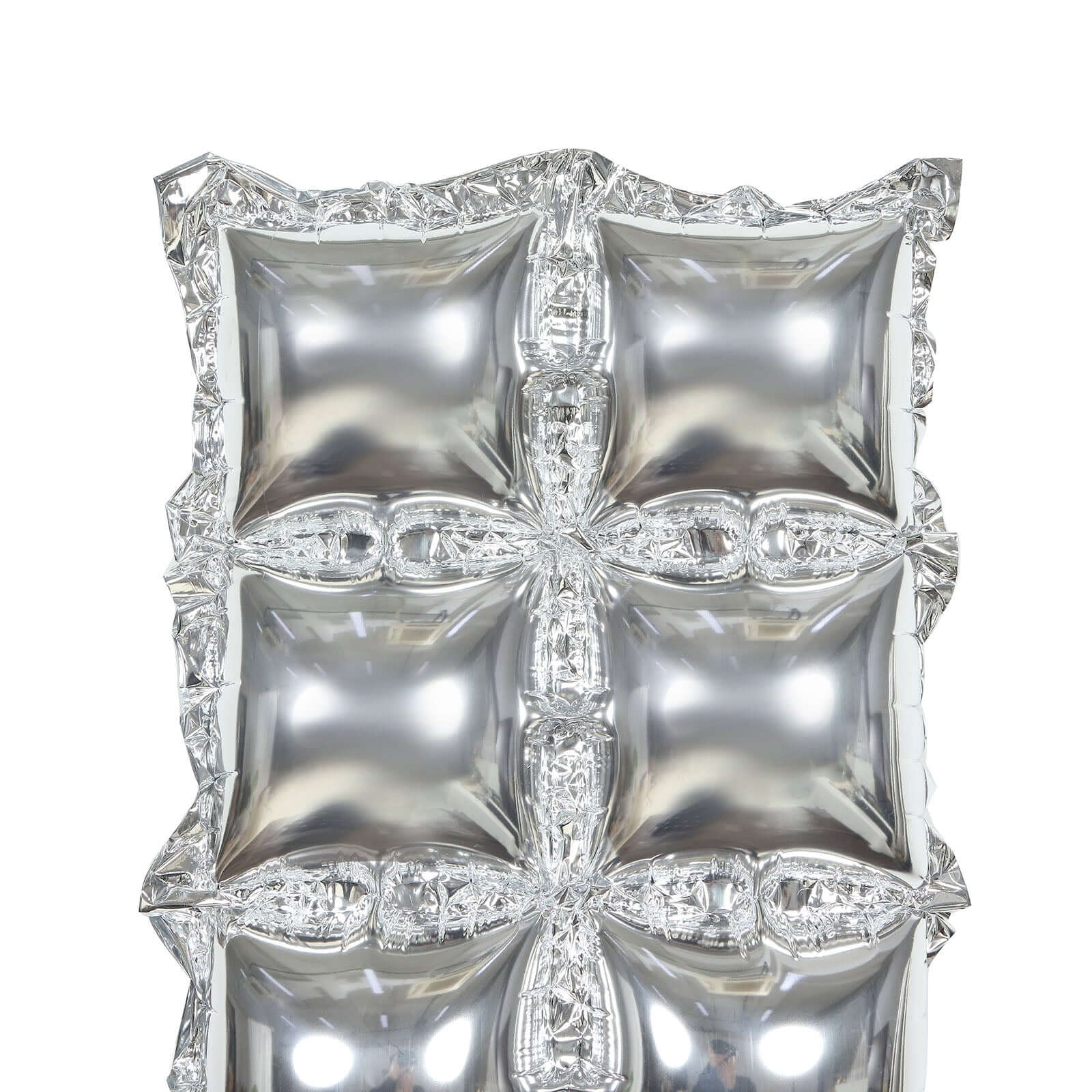 10 Pack Metallic Silver Double Row Mylar Foil Balloon Wall, Square Diamond Design Balloon Backdrop - 43"x11"