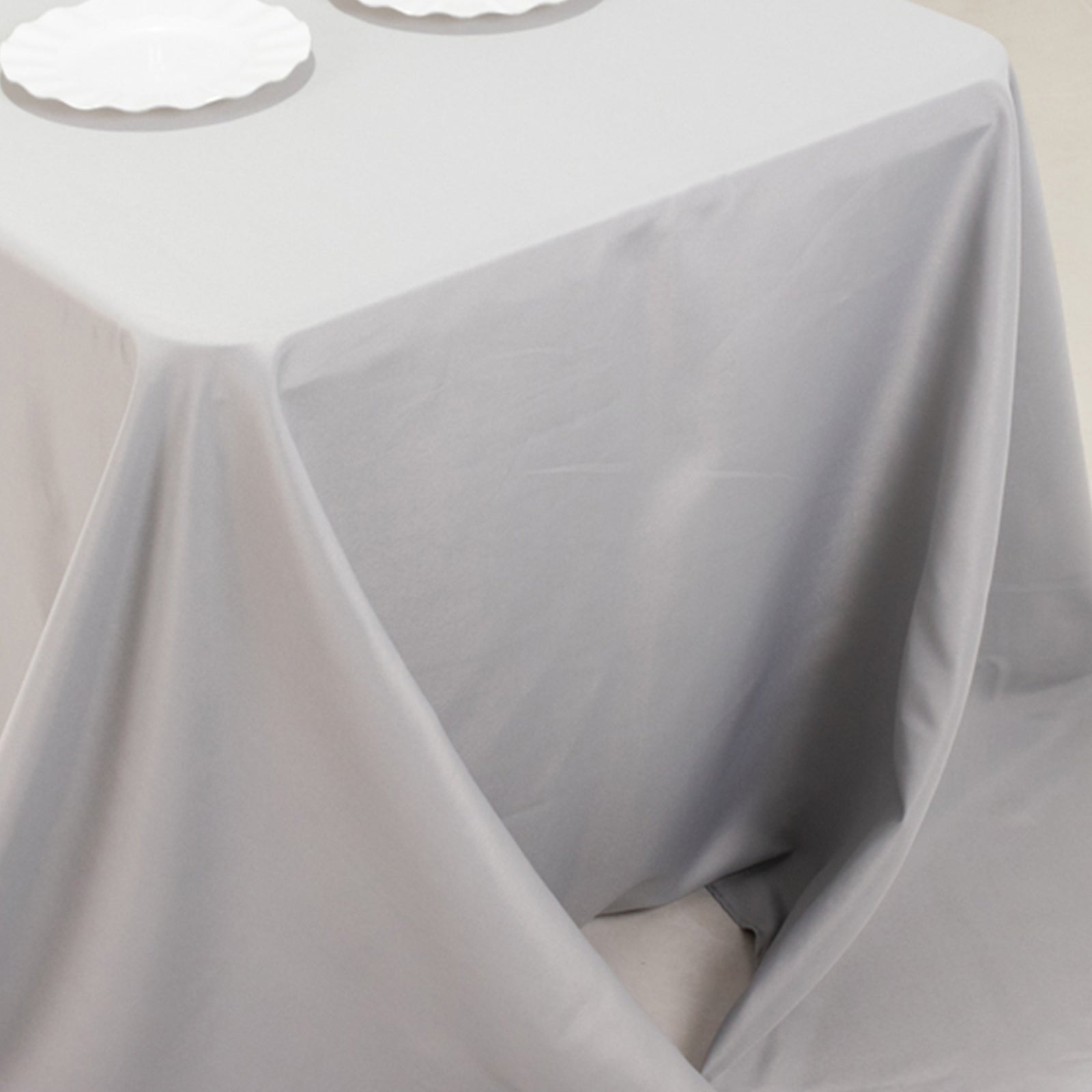Premium Polyester 90"x156" Rectangle Tablecloth Silver - Seamless 220GSM Stain-Resistant Table Cover