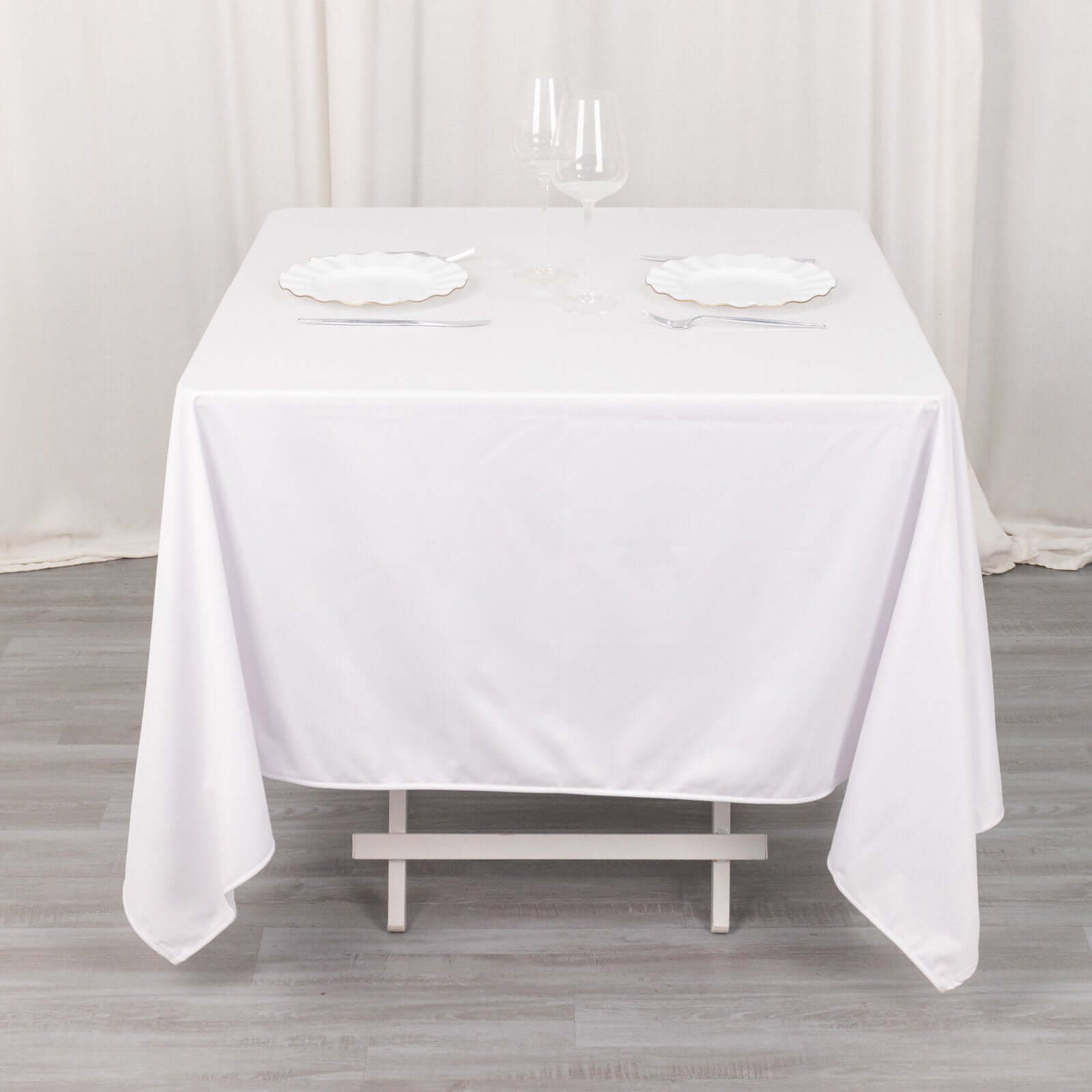 Scuba Square 70"x70" Tablecloth White - Wrinkle Free & Stain Resistant Table Cover for Weddings and Banquets
