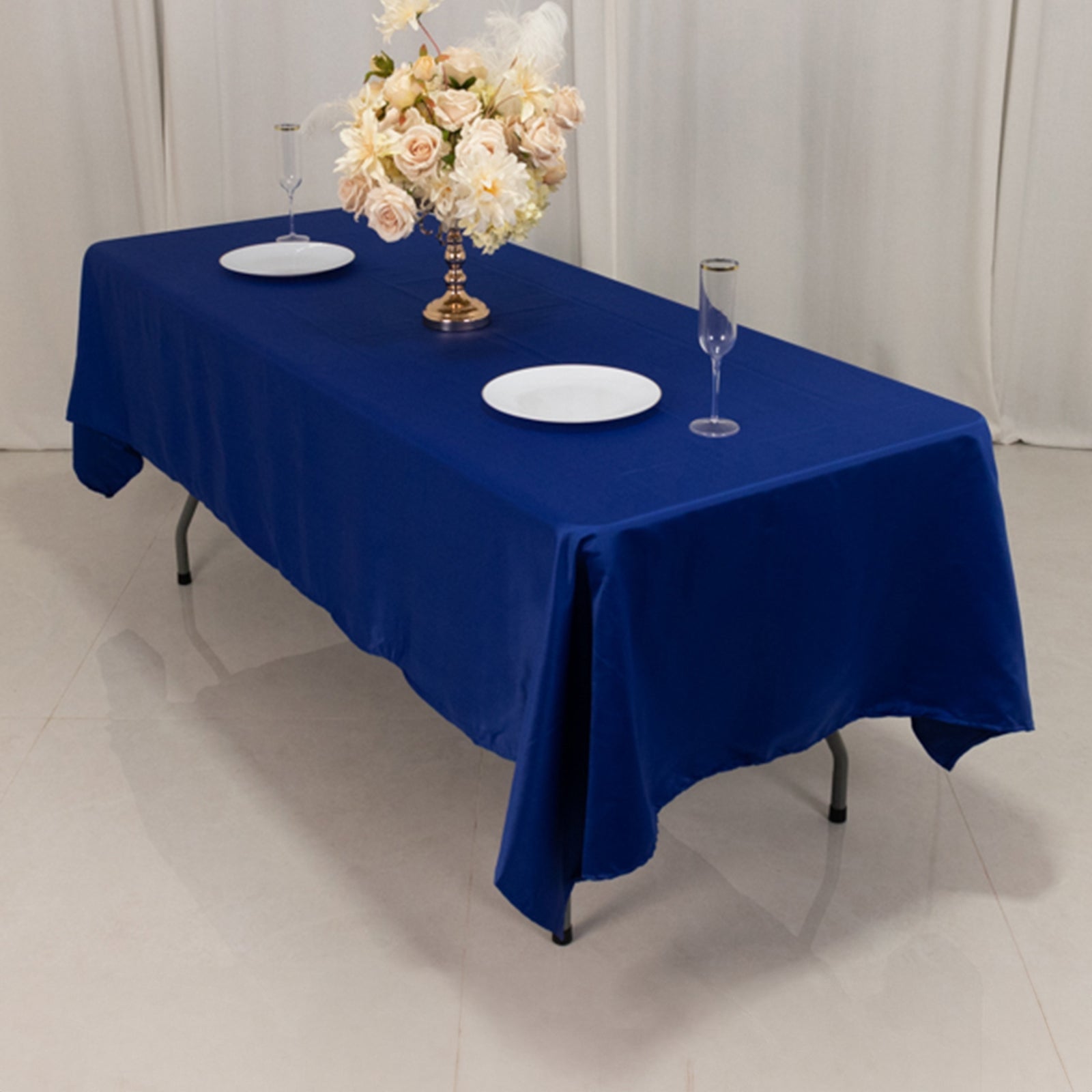 Lamour Satin 60"x102" Rectangle Tablecloth Royal Blue - Durable & Silky Soft Feel Table Cover