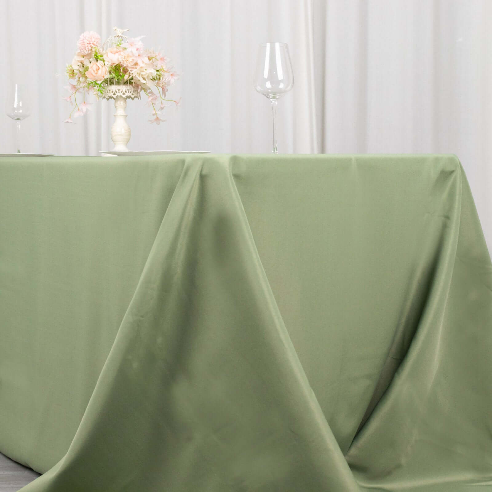 Premium Polyester 90"x156" Rectangle Tablecloth Dusty Sage Green - Seamless 220GSM Stain-Resistant Table Cover