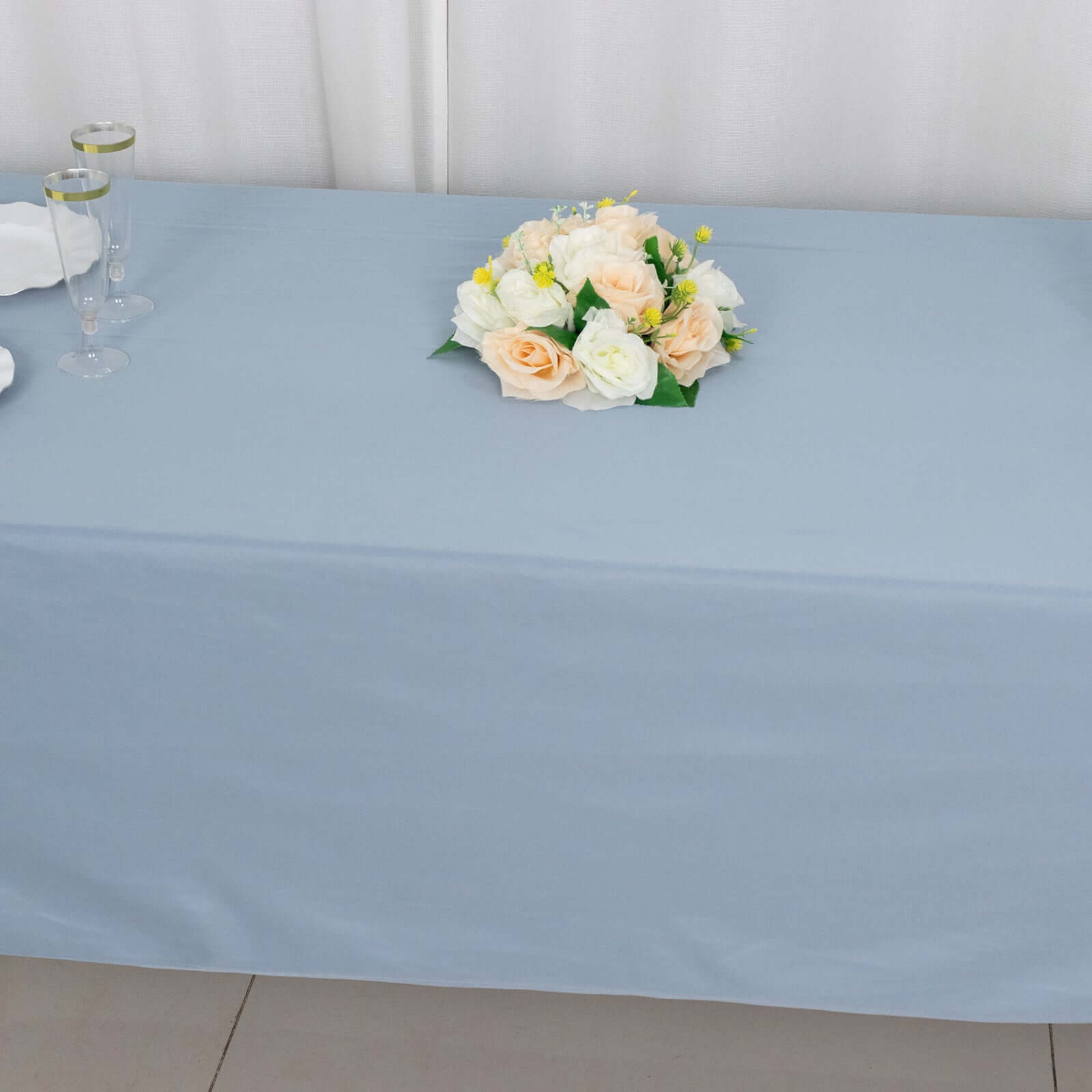 Scuba Rectangular 60"x102" Tablecloth Dusty Blue - Wrinkle Free & Stain Resistant Table Cover