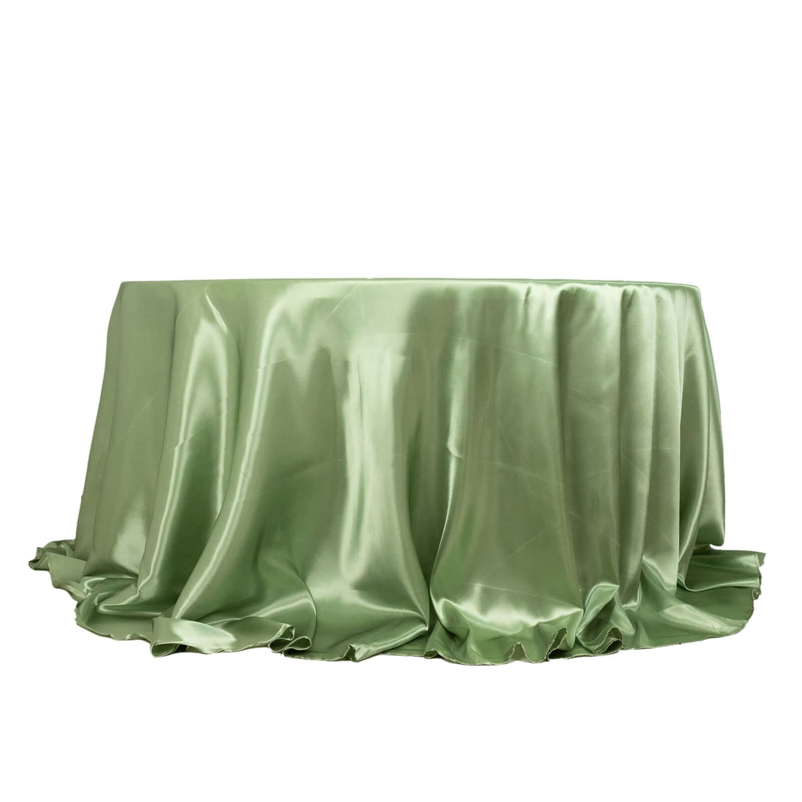 Satin 132" Round Tablecloth Sage Green - Stylish Seamless Table Cover