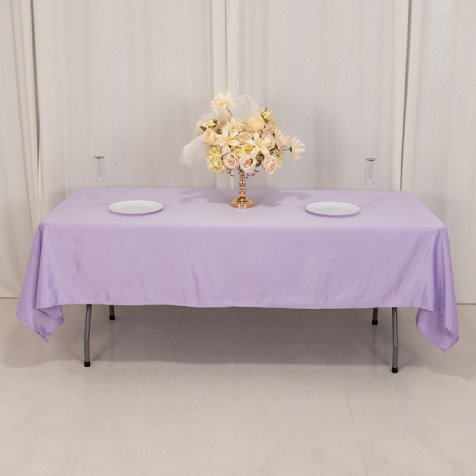 Lamour Satin 60"x102" Rectangle Tablecloth Lavender Lilac - Durable & Silky Soft Feel Table Cover