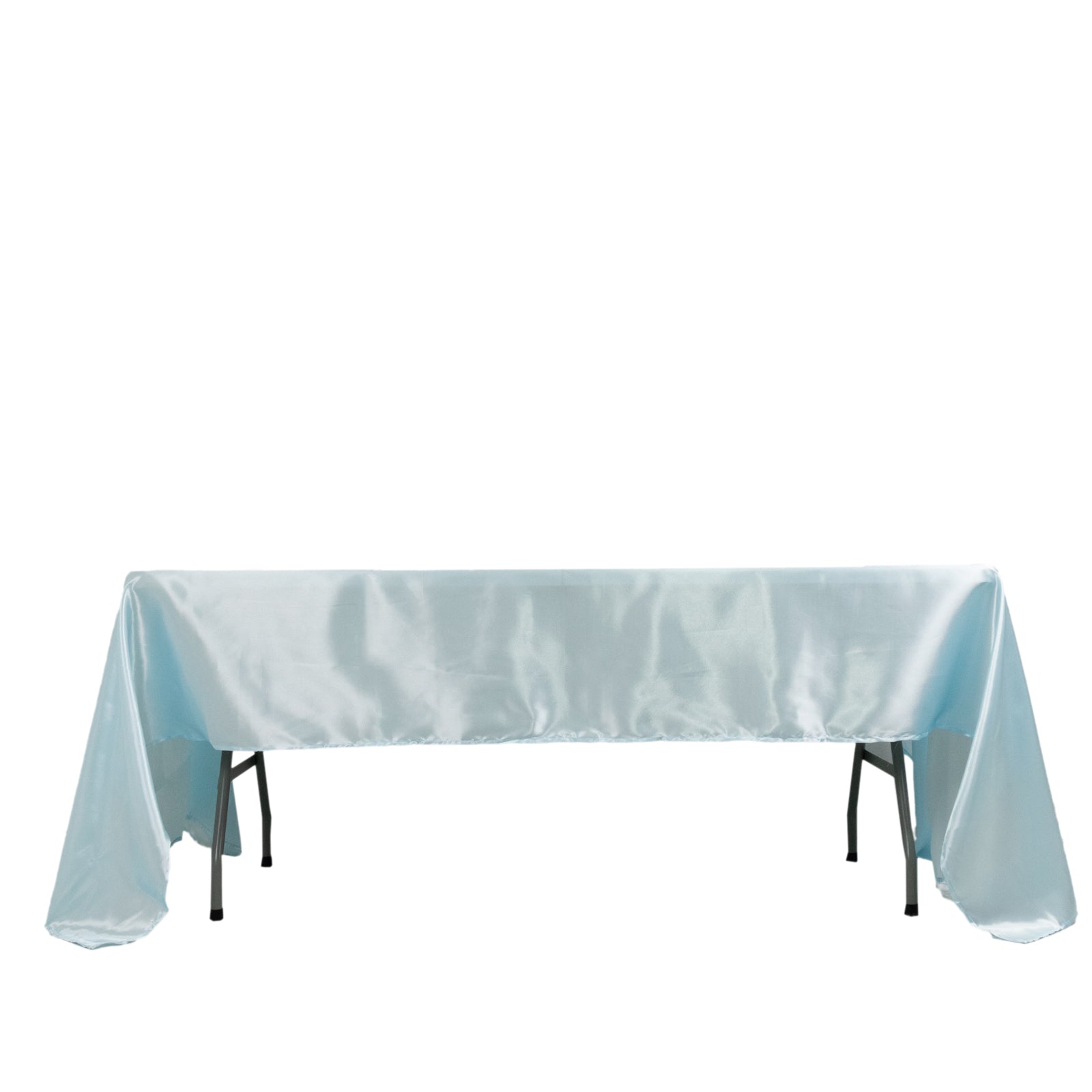 Satin Rectangular 60"x126" Tablecloth Light Blue - Smooth and Lustrous Table Cover