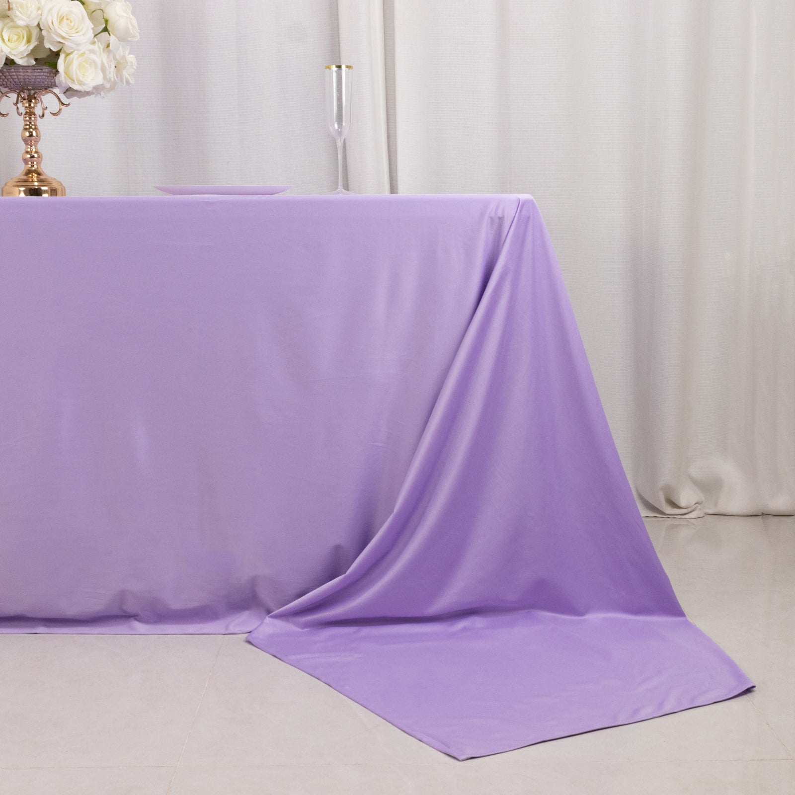 Scuba Rectangular 90"x156" Tablecloth Lavender Lilac - Wrinkle Free, Stain Resistant & Seamless Table Cover
