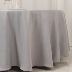 Premium Polyester 108" Round Tablecloth Silver - Wrinkle-Resistant 220GSM Table Cover