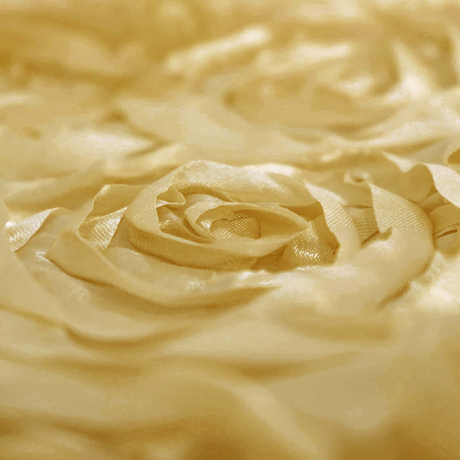 Satin 72"x72" Table Overlay Square Tablecloth Champagne - 3D Rosette Table Cover