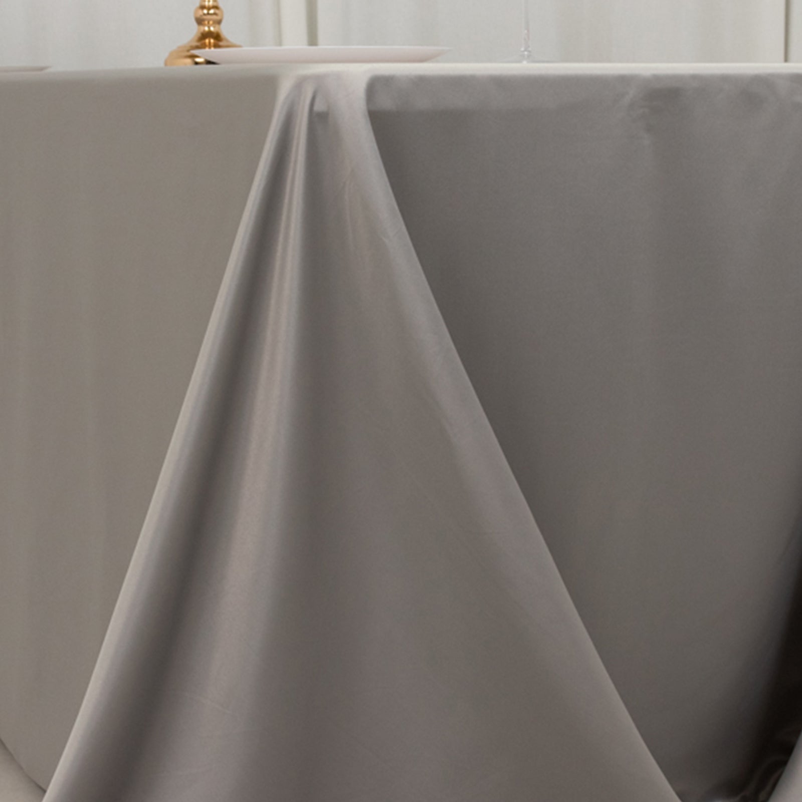 Lamour Satin 90"x132" Rectangle Tablecloth Silver - Soft & Silk-Like Seamless Table Cover