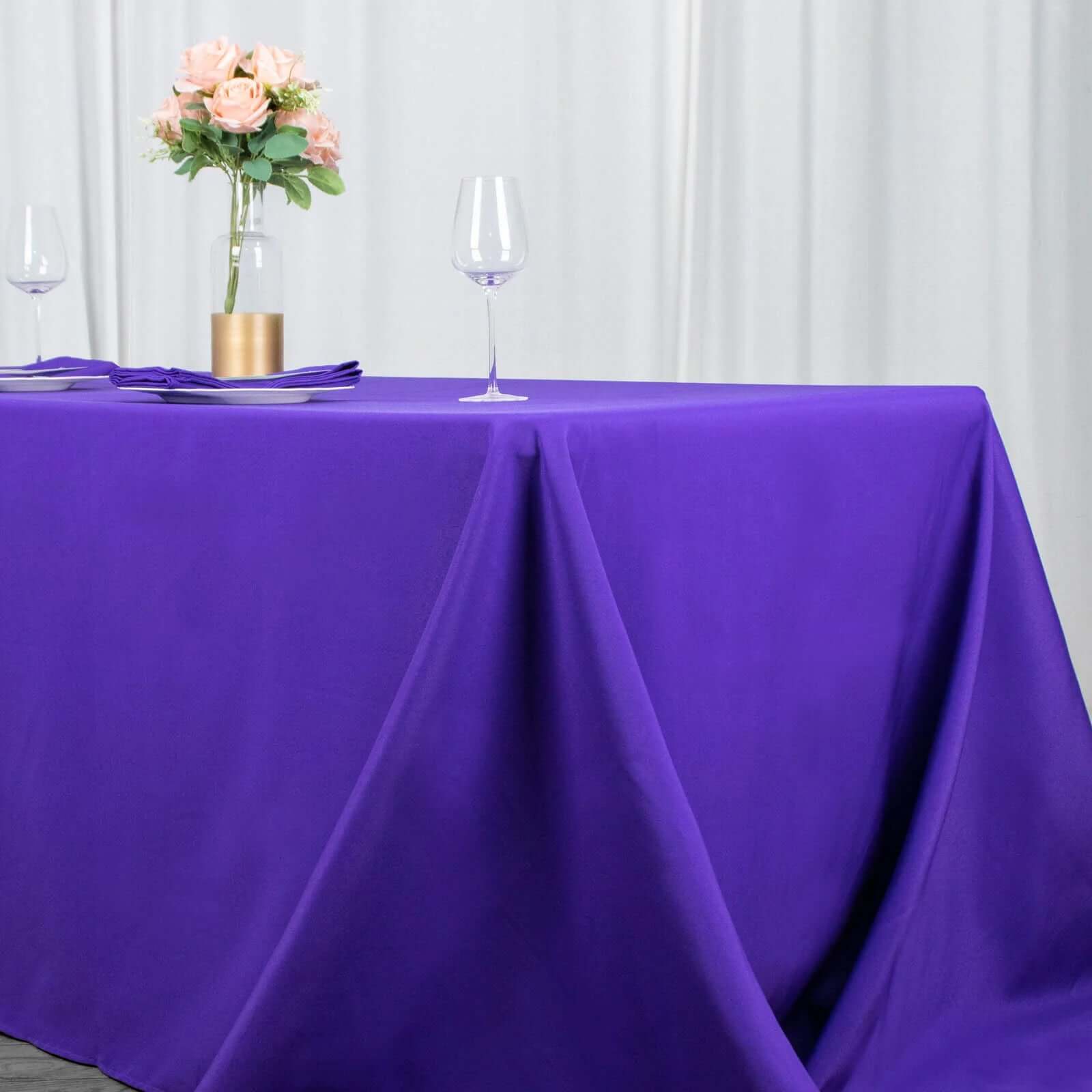 Premium Polyester 90"x156" Rectangle Tablecloth Purple - Seamless 220GSM Stain-Resistant Table Cover