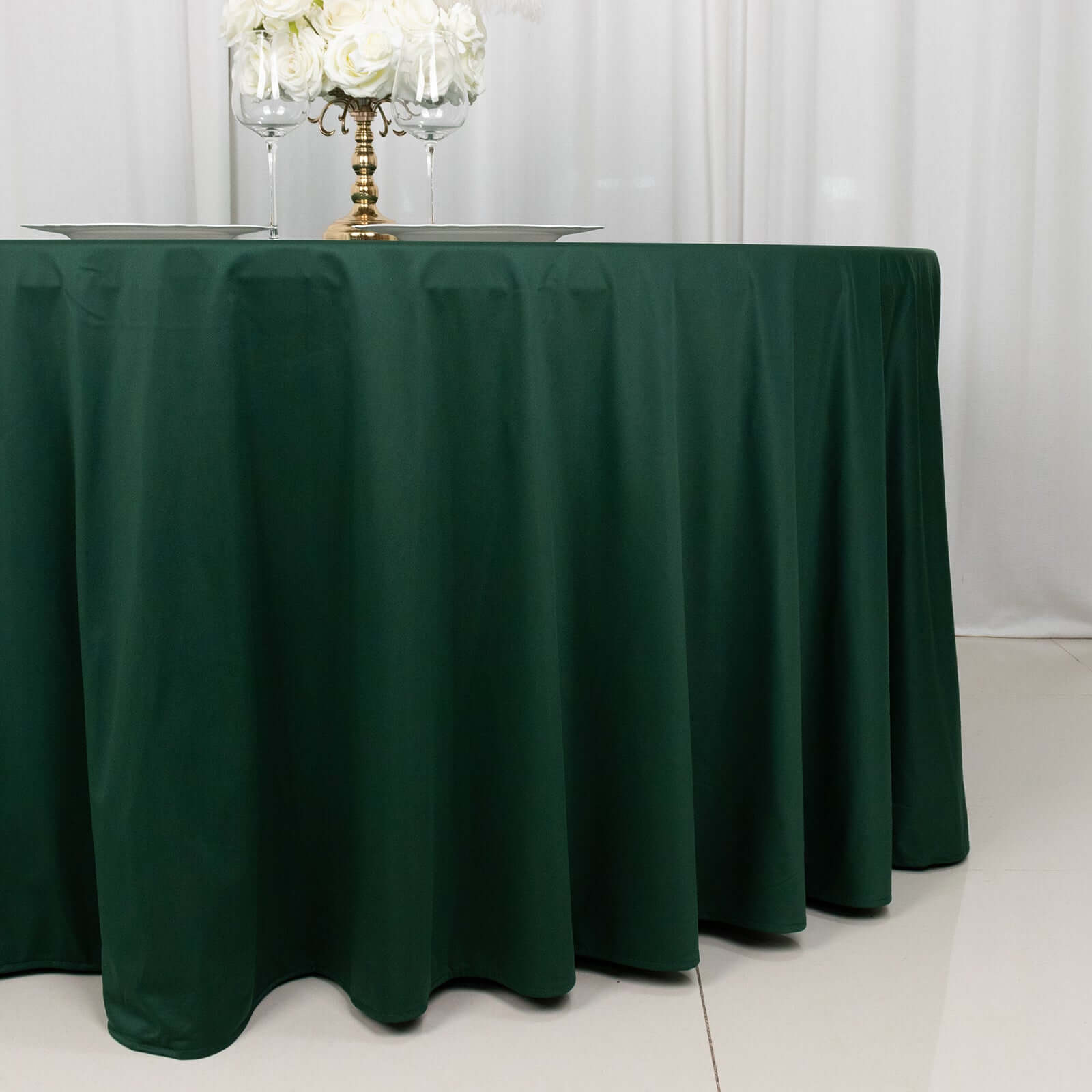 Scuba Round 120" Tablecloth Hunter Emerald Green - Wrinkle Free & Stain Resistant Seamless Table Cover
