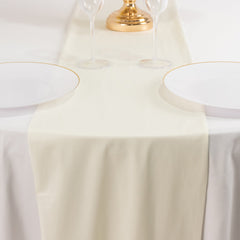 Scuba Polyester 12"x108" Table Runner Ivory - Wrinkle-Free Table Linen