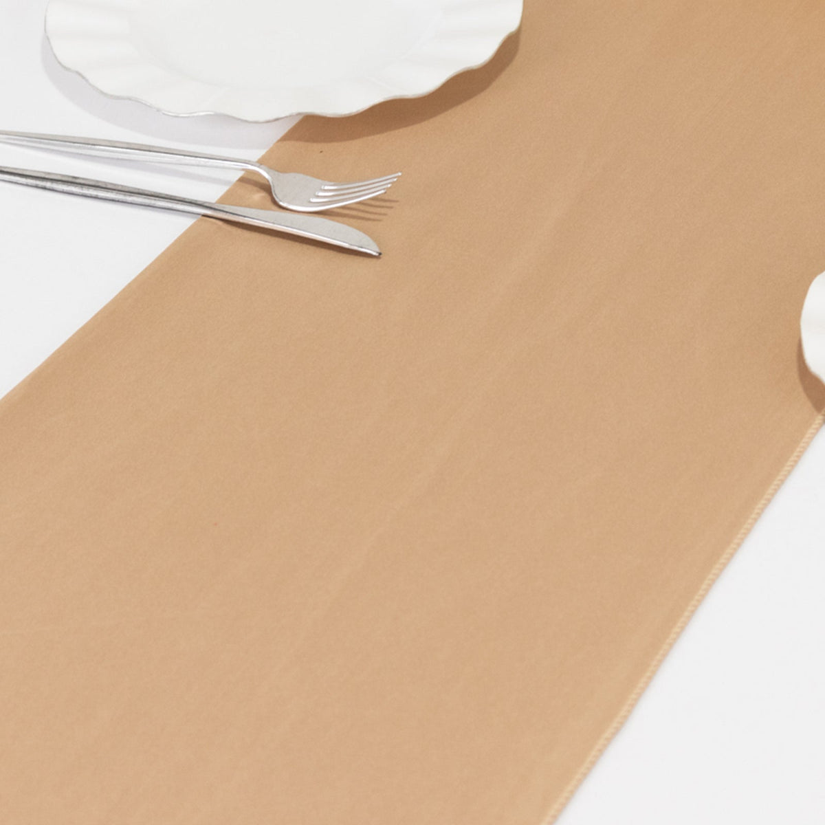 Scuba Polyester 12"x108" Table Runner Nude - Wrinkle-Free Table Linen