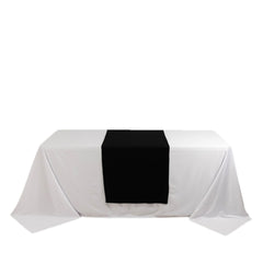 Scuba Polyester 24"x72" Wide Table Runner Black - Wrinkle-Free Table Linen