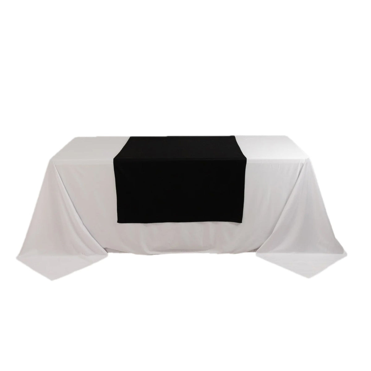 Scuba Polyester 36"x72" Wide Table Runner Black - Wrinkle-Free Trade Show Table Linen