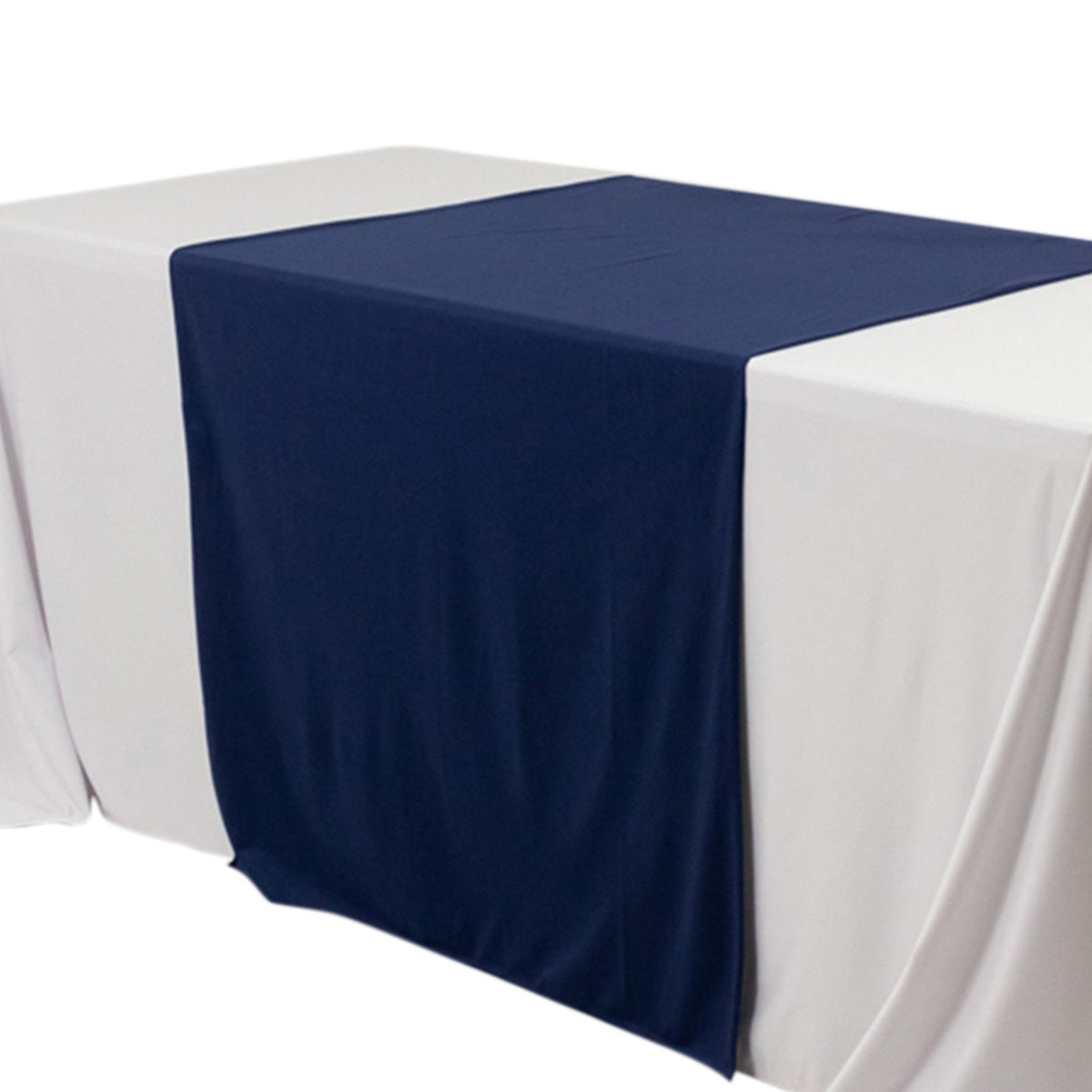 Scuba Polyester 36"x72" Wide Table Runner Navy Blue - Wrinkle-Free Trade Show Table Linen