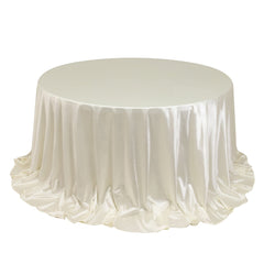 Scuba Round 132" Tablecloth Shimmering Pearl White - Wrinkle Free, Stain Resistant & Seamless Table Cover