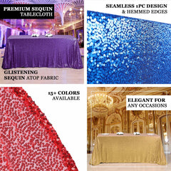 Sequin 90"x156" Rectangle Tablecloth Iridescent Blue - Seamless Twinkling Table Cover
