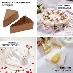 10-Pack Cardstock Triangle Cake Slice Boxes Metallic Silver with Scalloped Top - Decorative Takeaway Dessert Containers for Pie Snacks & Party Favors 5"x3"
