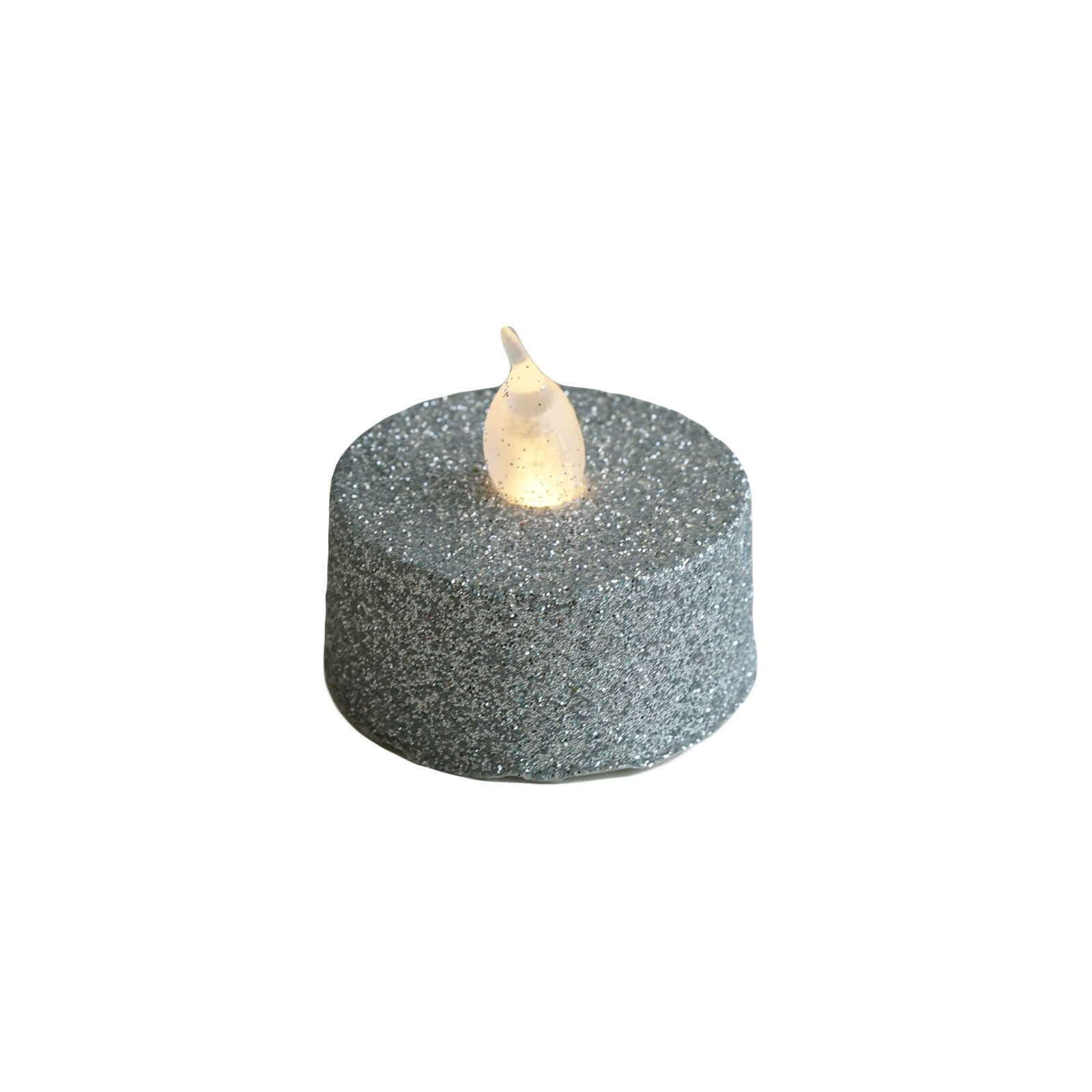 12-Pack LED Tealight Candles Glitter Silver Design - Flameless Battery Operated Tea Lights