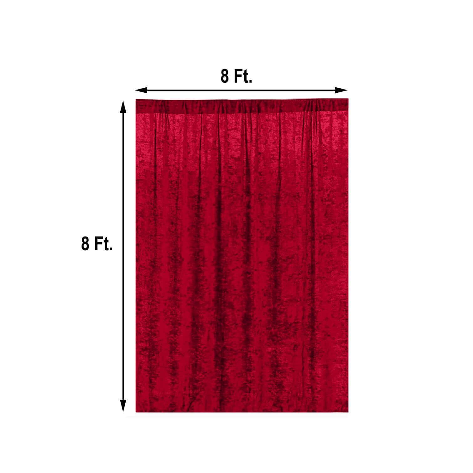 Burgundy Crushed Velvet Backdrop Curtain – 8ft x 8ft Event Drape with Rod Pocket, Privacy Panel for Photo Booths & Events