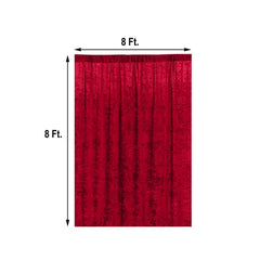 Burgundy Crushed Velvet Backdrop Curtain – 8ft x 8ft Event Drape with Rod Pocket, Privacy Panel for Photo Booths & Events
