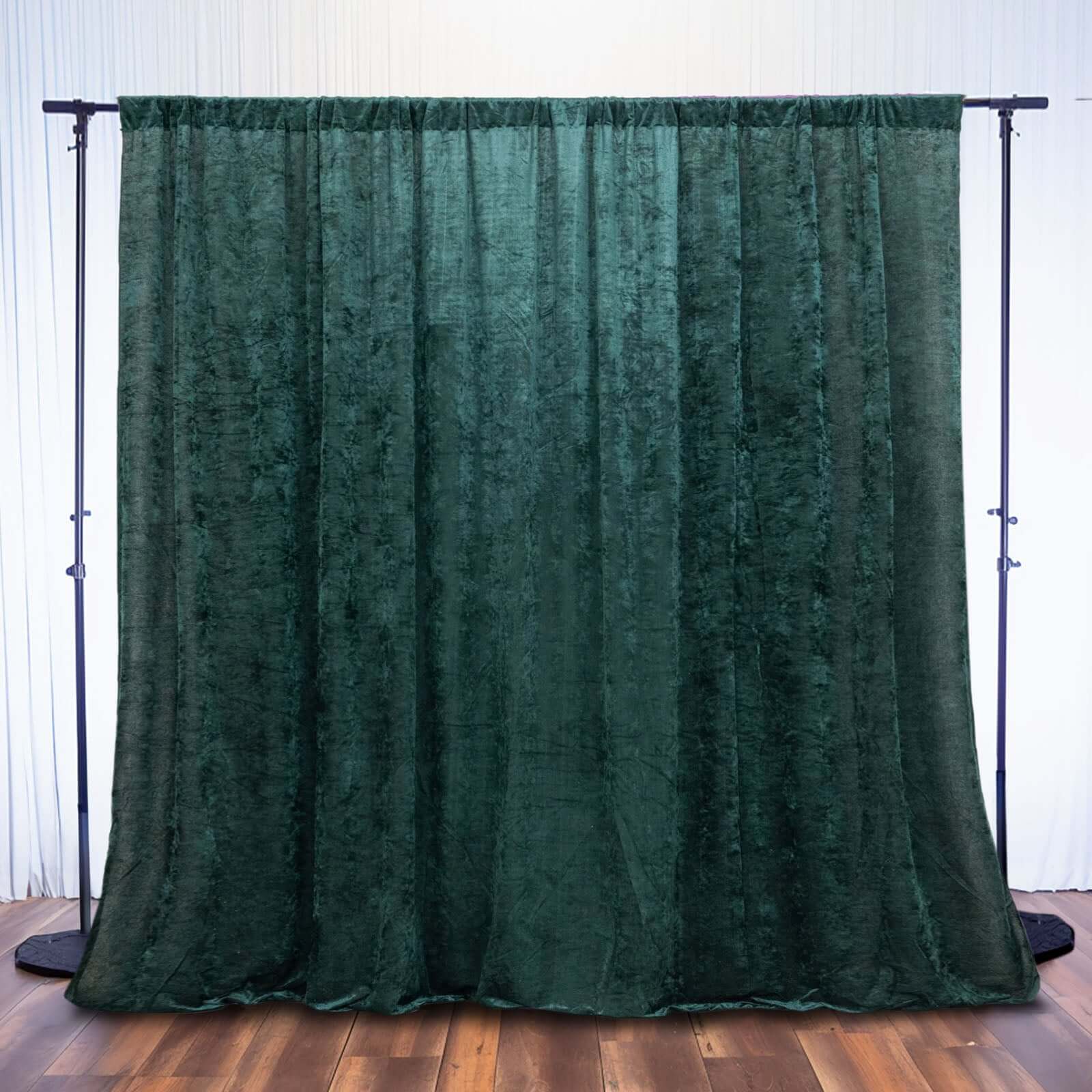 Hunter Emerald Green Crushed Velvet Backdrop Curtain – 8ft x 8ft Event Drape with Rod Pocket, Privacy Panel for Photo Booths & Events